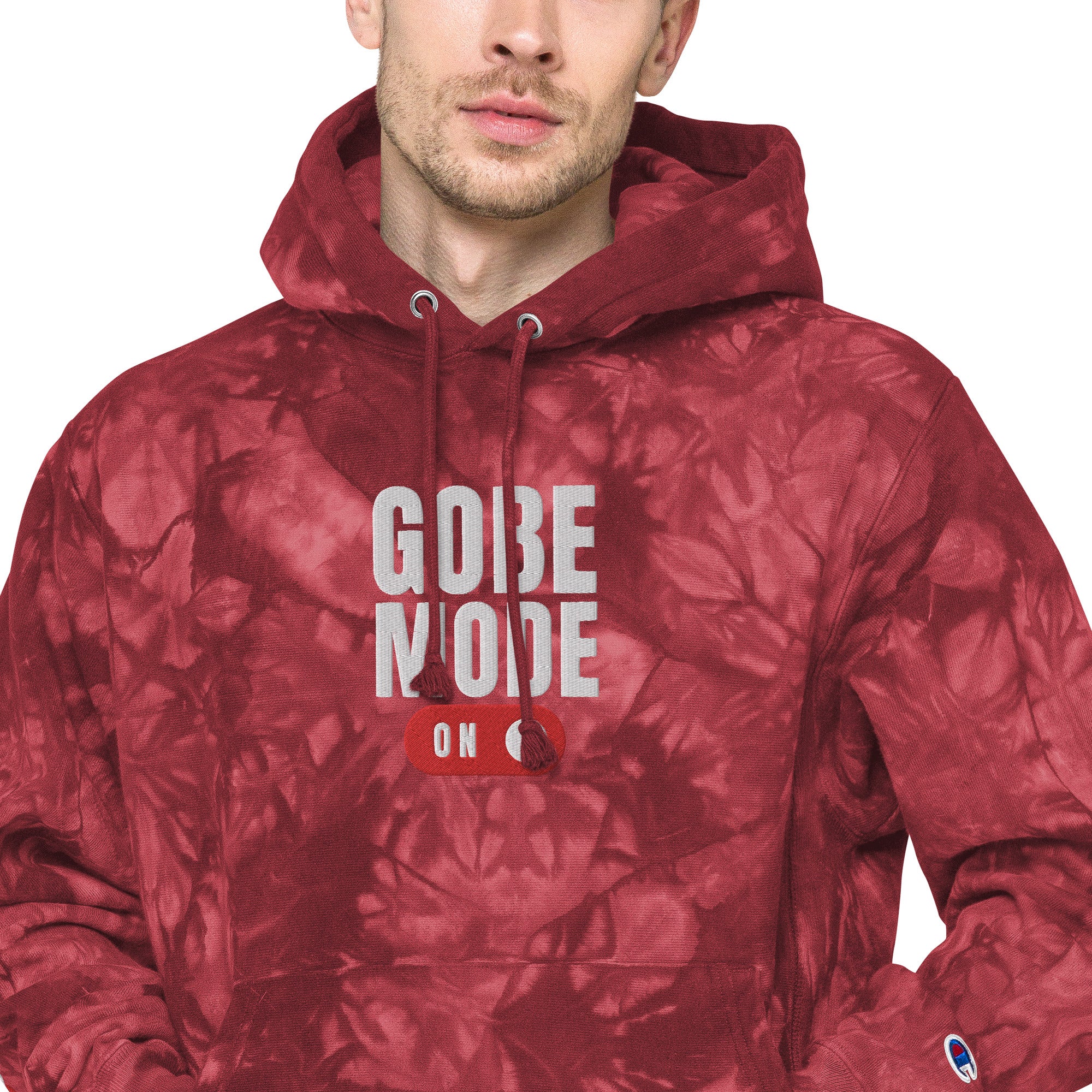GOBE MODE ON Unisex Champion tie-dye hoodie
