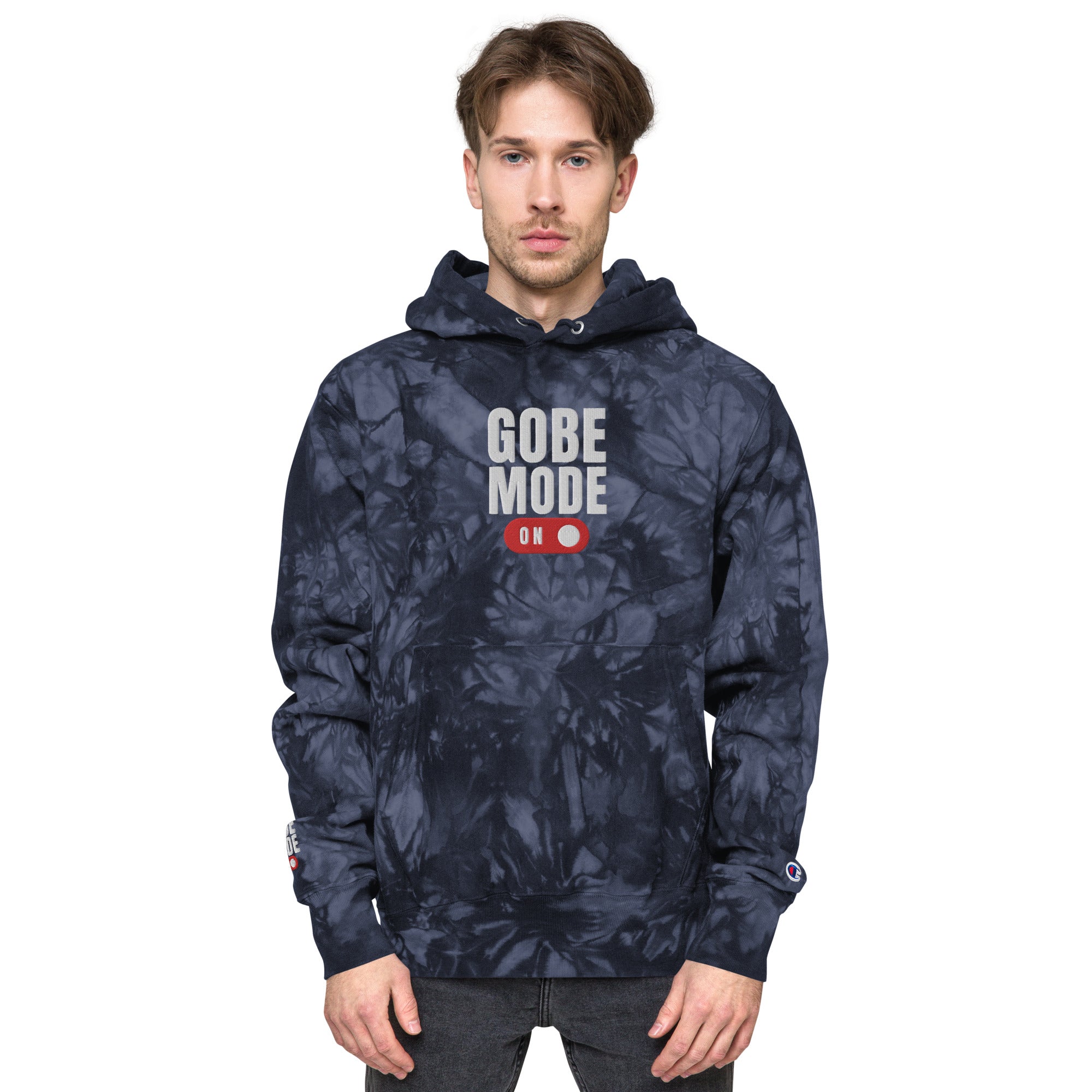 GOBE MODE ON Unisex Champion tie-dye hoodie